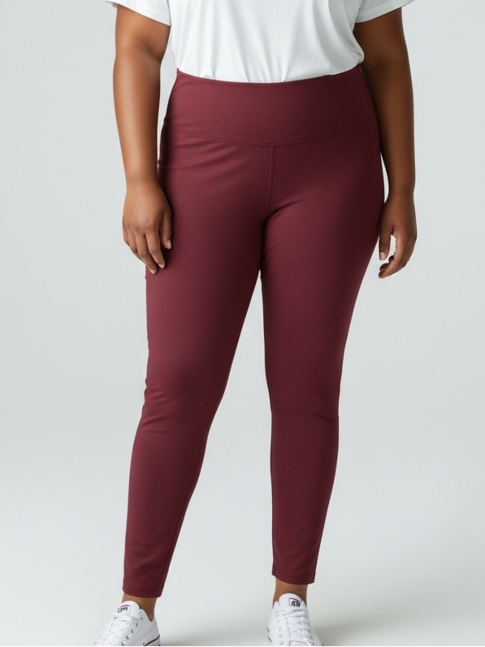 Leggings Depot Size 1X High-Rise Burgundy Active Leggings
